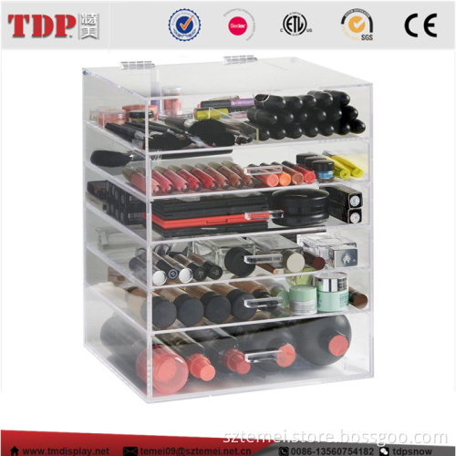 manufacturer wholesale 6 tier cube clear wholesale acrylic makeup organizer with drawers